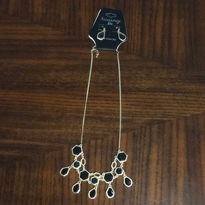 Black & Gold statement necklace & earrings set
